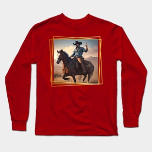 Mounted Cowboy holding his finger up Long Sleeve T-Shirt